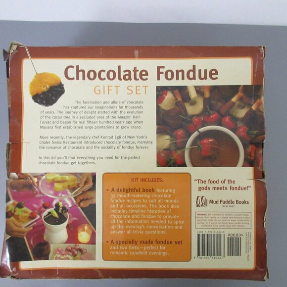 Chocolate Fondue Gift Set Mud Puddle 7-Piece Recipe Book Fondue Pot VotiveCandle - Picture 4 of 7